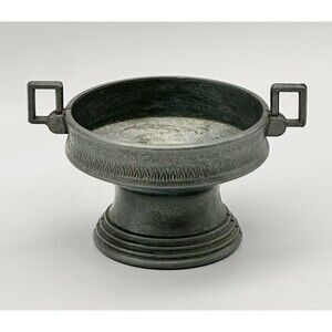VTG Action Industries Handcrafted Pewter Compote Bowl Cheswick PA Italy Handles